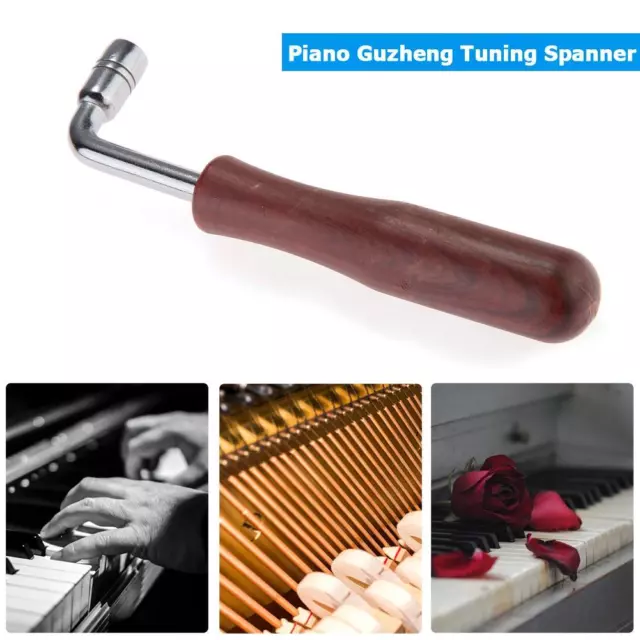 Wood Handle Piano Tuning Hammer Tip String Pin Wrench Tuner Spanner Repair Tool
