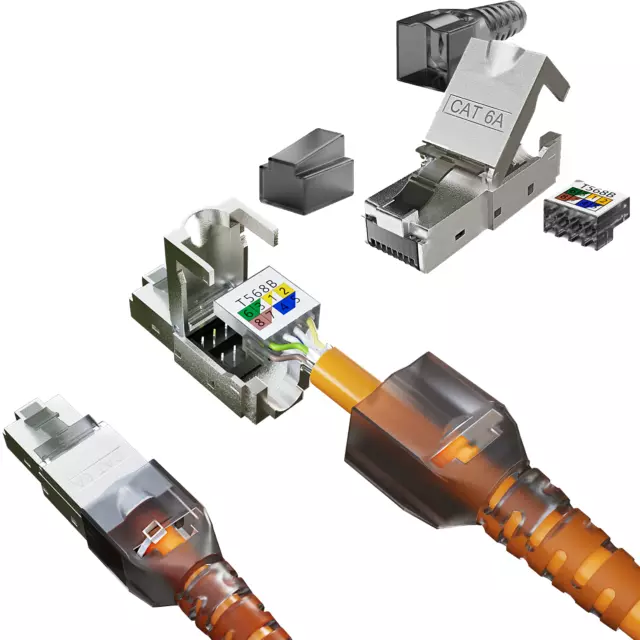 RJ45 Stecker Werkzeuglos LAN Netzwerkstecker Crimp Ethernet Patch Netzwerkkabel 2