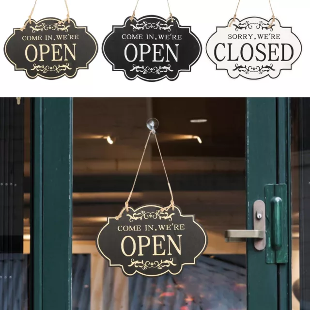 Shop Window Hanging Business Hours Sign With Rope Double-Sided Open Closed Sign