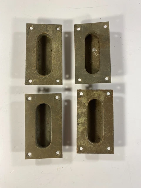 Set 4 Brass Y&T Pocket Door Plates Yale and Towne Recessed Hardware 1349