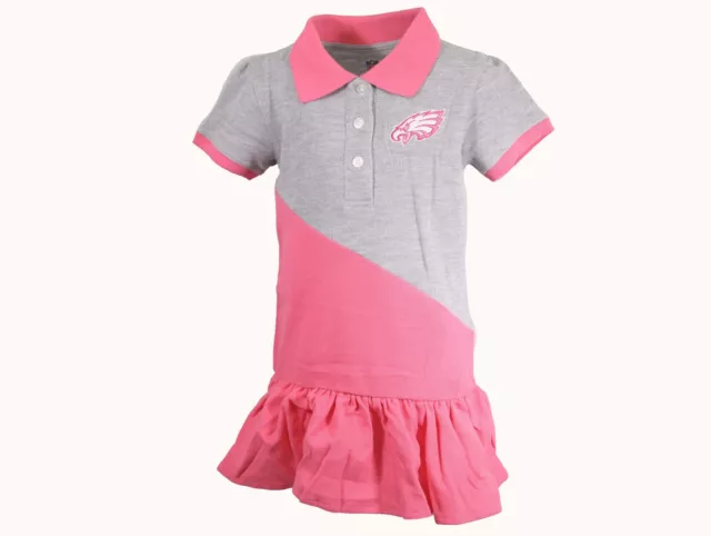 Philadelphia Eagles NFL Infant Toddler Girls Pink Polo Cheerleader Dress Outfit