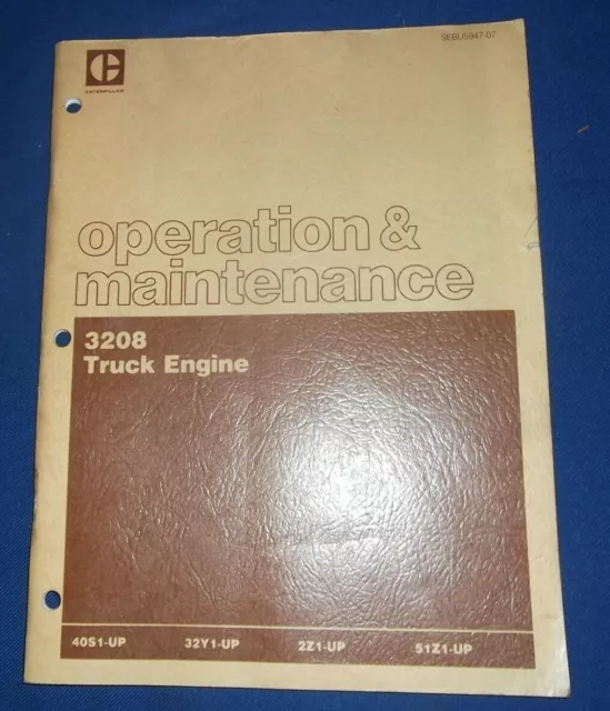 Cat Caterpillar 3208 Camion Motore Operazione & Cura Manuale S/N 40S 32Y 2Z1