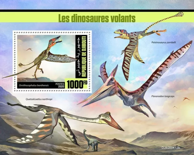 Djibouti Flying Dinosaurs Stamps 2020 MNH Prehistoric Animals Pteranodon 1v S/S