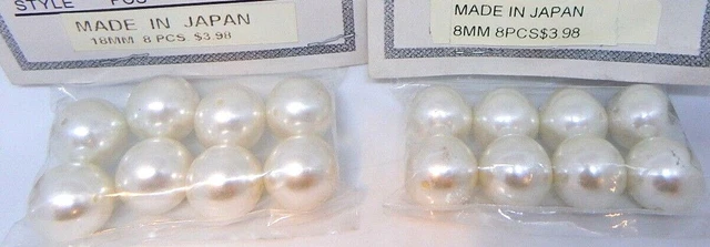 16 Pc. Loose White Faux Pearl's 18mm 1mm hole from Japan for crafters   NEW
