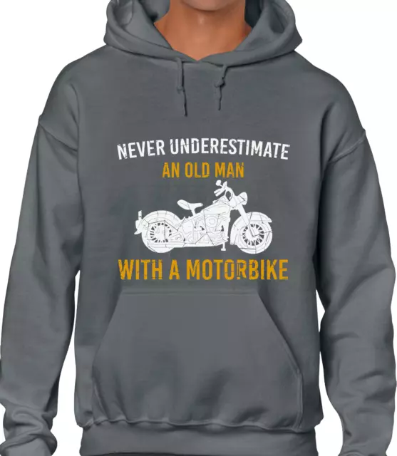 Motorbike Never Underestimate Hoody Hoodie Cool Motorcycle Biker Design Top