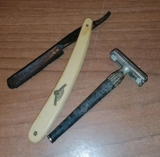 LOTTO Ww2 2 ANTICHI VECCHI RASOI ANNI '30/'40 Trade Mark Focus Gong Razor No Ww1