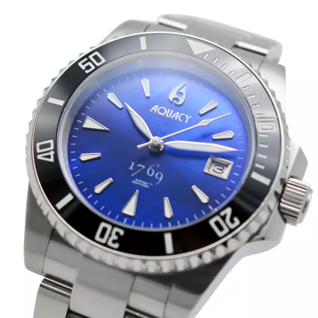 Aquacy 1769 Hei Matau Men's Automatic 300M Blue Mother Pearl Diver Watch  Miyota