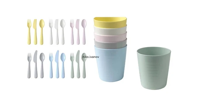 IKEA Kalas Kinder Picknick Kunststoff Becher Kappen Set & 18-teiliges Besteck Set
