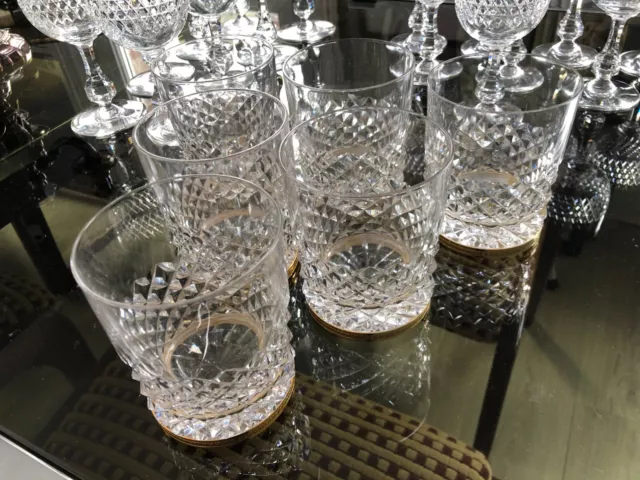 Série de 6 verres Whisky cristal pointe diamant Lorrain ? 2