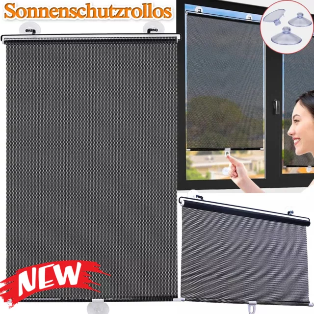 Sonnenschutzrollos Mit Saugnäpfen Auto-Sonnenblende Fensterrollo 60-125cm Black