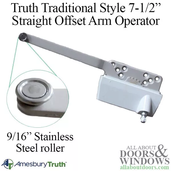 Truth Traditional 7-1/2" Straight Offset Arm, Metal Stainless Steel Roller, Lef