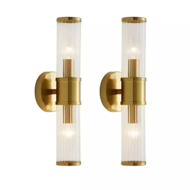 KAISITE Wall Sconce 17.7" Clear Adjustable w/ Cylinder Glass Dimmable Shade Gold