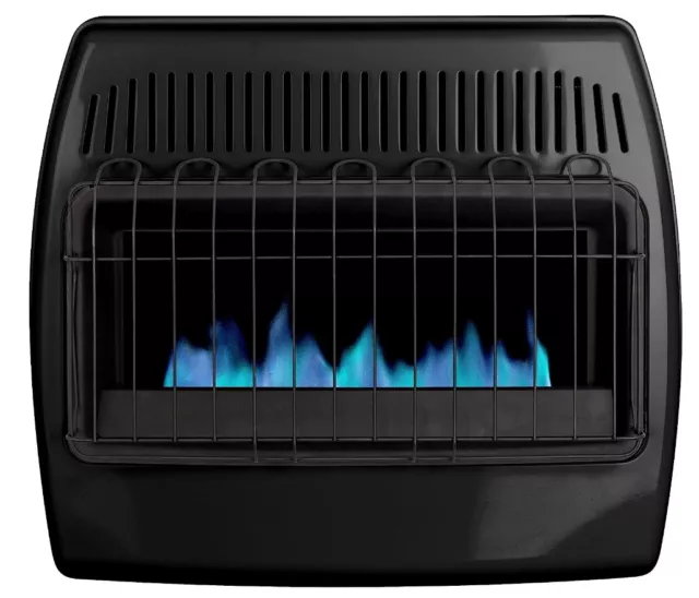 30,000 BTU Blue Flame Thermostatic Garage Vent Free Wall Heater, Black