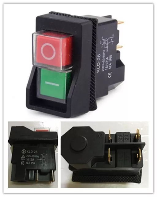 250V IP55 KJD17 KLD28 4 Pin Start Stop On Off Switch Fit for Workshop Machines