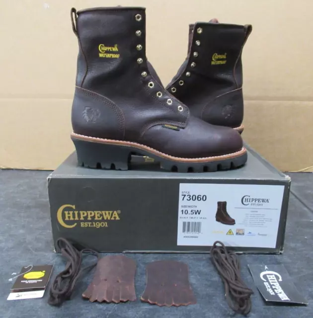 CHIPPEWA LOGGER 8& Waterproof Steel Toe Work 73060 Boots Mens Size 10.5 ...
