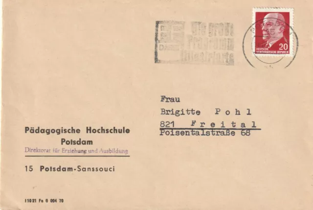 DDR, Brief Potsdam, Serienstempel "FF Dabei - Die goße Programm Illustrierte"