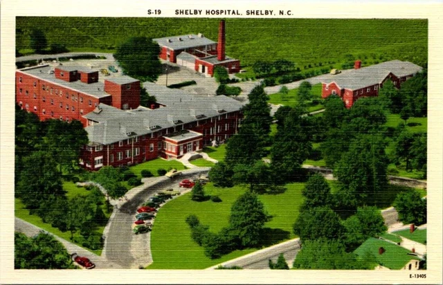 Linen Postcard Shelby Hospital North Carolina NC UNP Aerial View