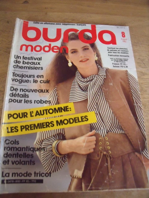 Magazine Burda Moden N°08/1982 - Cols Romantiques, Dentelles Et Volants, Occasion