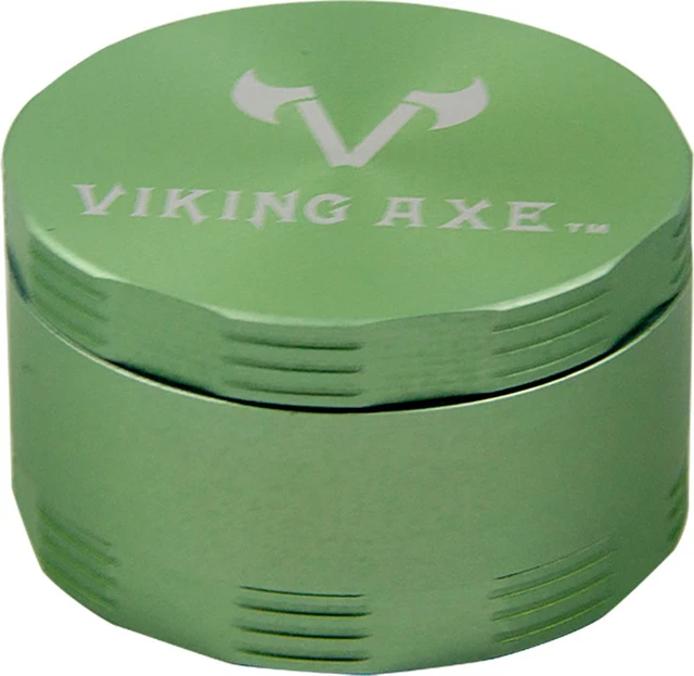 2.5" 63mm VIKING AXE Aluminum 4 Piece Grinder w/ 4 Layer Teeth Gift Box GREEN