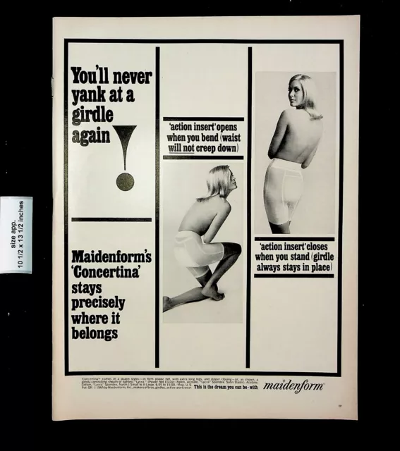 1963 MAIDENFORM GIRDLE Lingerie Underwear CONCERTINA = Vintg Print AD