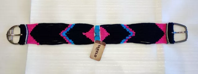 Vibrant Pink/Black/Blue Western Horse Cinch Woven Cashmillion Wool 13 Strand 32”