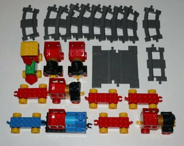 LEGO DUPLO ® Lot 6 Locomotive + 18 Pièces Train Rail Wagon EUR 55