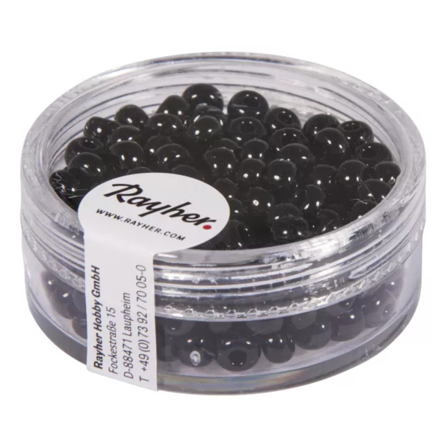 Perles indiennes, 4,5 mm ø, noir, boîte 17 g