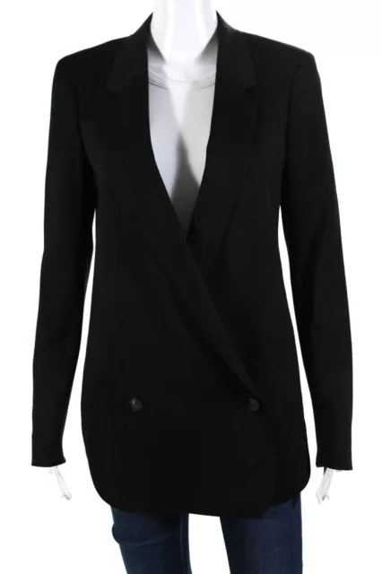 Helmut Lang Womens Wool Long Sleeve Asymmetrical Blazer Jacket Black Size 8