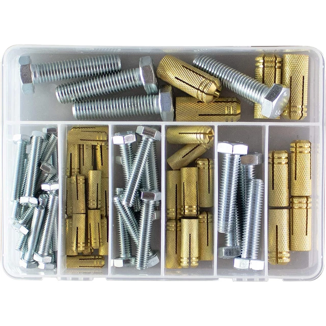 Assortimento tasselli espansivi ottone TOX Metrix per calcestruzzo pietra intera M6-M12 - 64 pezzi