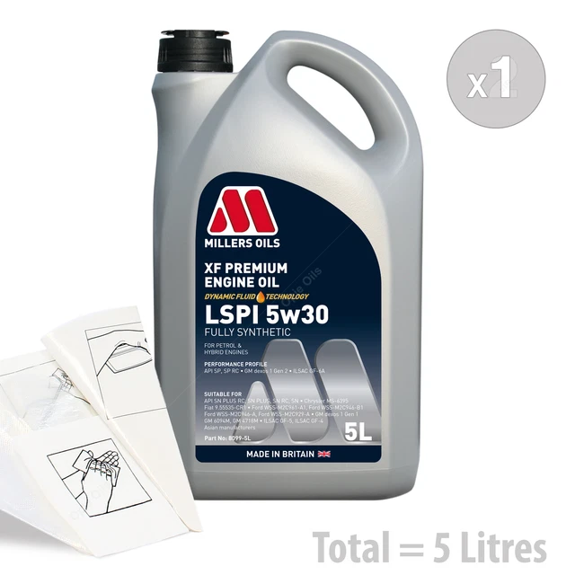 CAR ENGINE OIL Service Kit / Pack 5 LITRES Millers XF Premium LSPI 5W ...