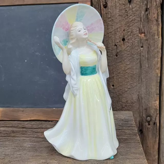 1982 Vintage Royal Doulton Jane Bone China Figure Woman w/ Parasol Umbrella