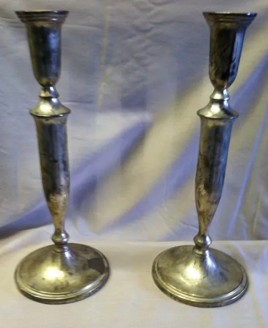 Vtg Godinger Silver plated Colonial Style Silver Candlesticks Pair 11.5" Tall