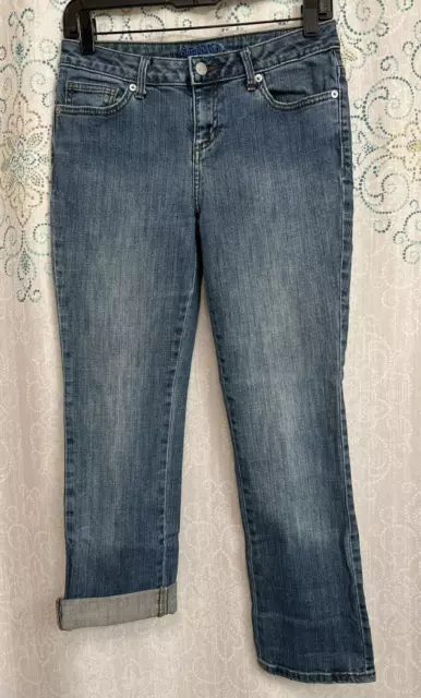 Simply Vera Wang Jeans Womens Med. Wash Blue Denim Straight Jeans Size 2(28"x27)