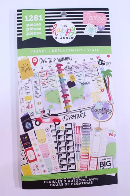 NEW The Happy Planner Sticker Sheet Book Calendar TRAVEL 1281 Pieces Classic