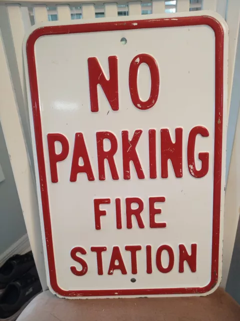 No Parking Fire Station Sign Heavy Enamel