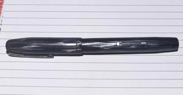 Waterman Ideal Fountain Pen 14kt Gold Nib Lever Fill Canada Black/Grey C 40