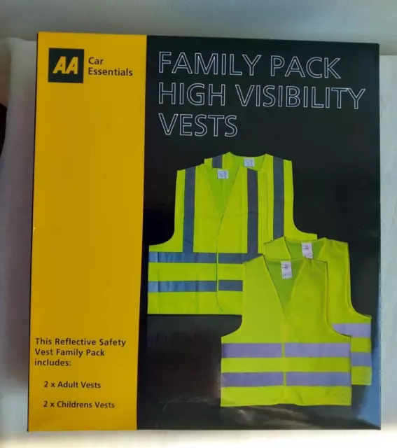 2 x AA Car Essentials Hi-Vis Family Packs High Visibility Vests