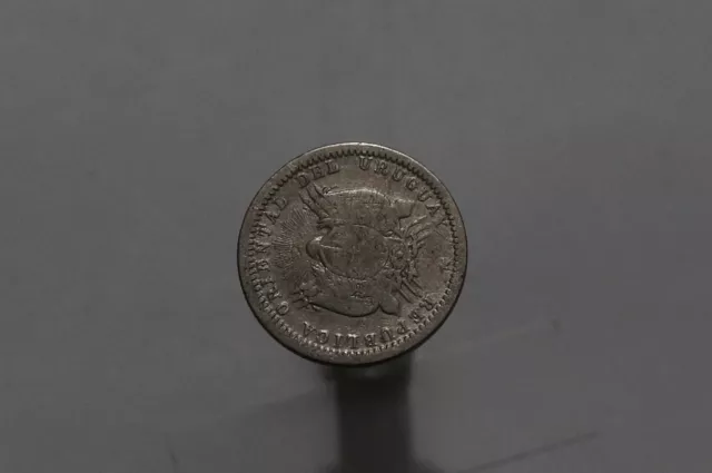 🧭 🇺🇾 Uruguay 10 Centesimos 1893 Rare No Mint Mark Silver B66 #Z5140 2