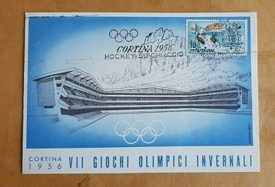 MANCIOLI CARTOLINA VII GIOCHI OLIMPICI INVERNALI CORTINA 1956 ILL 
