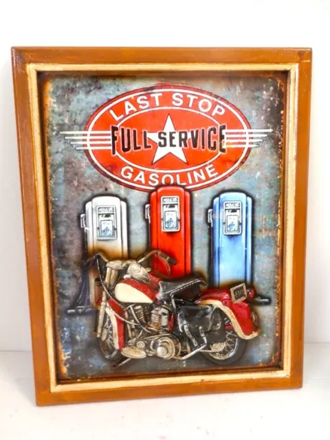 Tabella pannello pub in legno arredo bar MOTORCYCLE GASOLINE