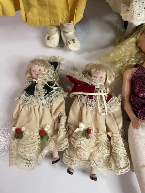 Vintage Doll Lot Porcelain Plastic Bisque Cloth Mystery Scary Dolls Glass Eyes 12