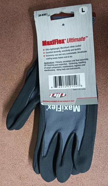 34-874 MaxiFlex Ultimate Micro Foam Nitrile Grip Coated Protective Work Gloves