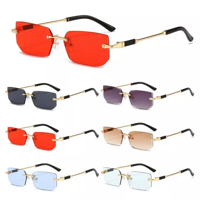 Y2K Rimless Rectangle Sunglasses UV400 Eyewear Trendy Shades  for Women & Men