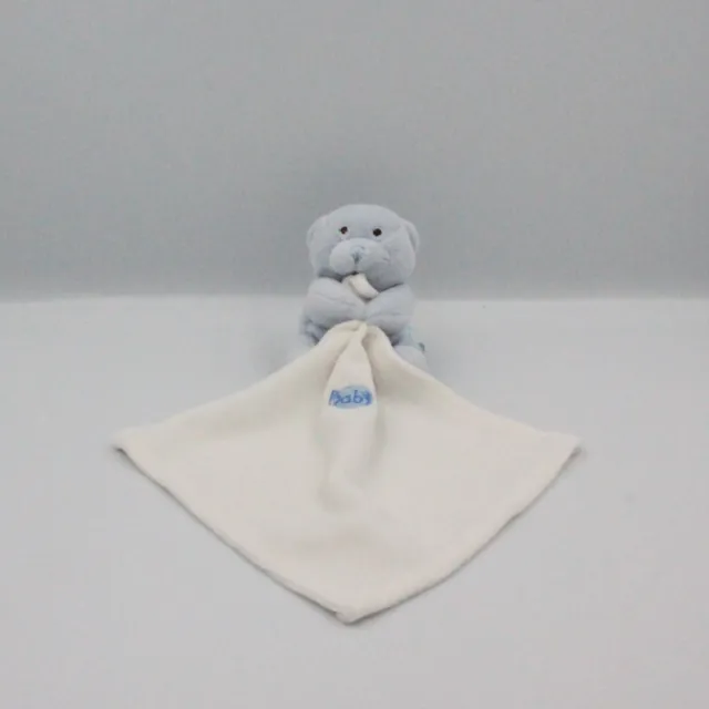 Doudou plat ours bleu ciel avec mouchoir Baby nat - 11394