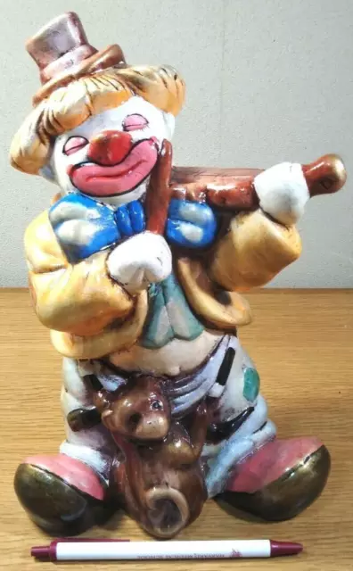 Vintage Clown violinist ceramic piggy bank W18×H26cm Showa Retro from Japan F/S