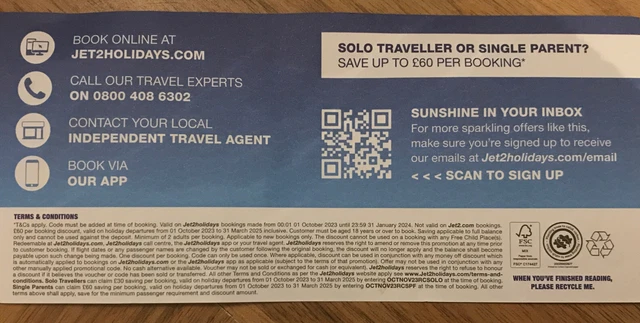RAIN CHEQUE £60 OFF ANY JET2 HOLIDAYS BOOKED BY 31st January 2024* 3