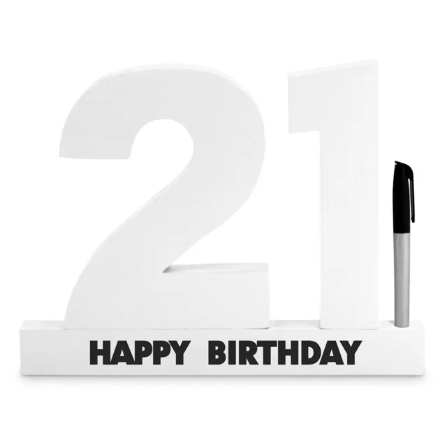21st White Signature Block Novelty Birthday Celebration Message Party Statue