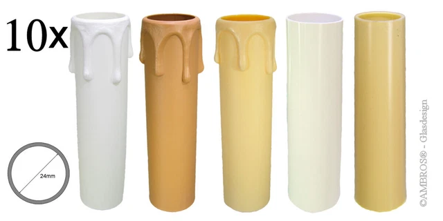 10 Douilles E14 Imitation Bougie - Tubes En Plastique Blanc 100 Mm Pour Lustres Et Appliques Murales