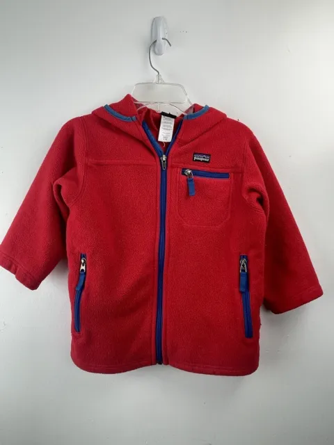 Patagonia Synchilla Red Full Zip 3/4 Sleeve Fleece Jacket Boys Youth Size 8