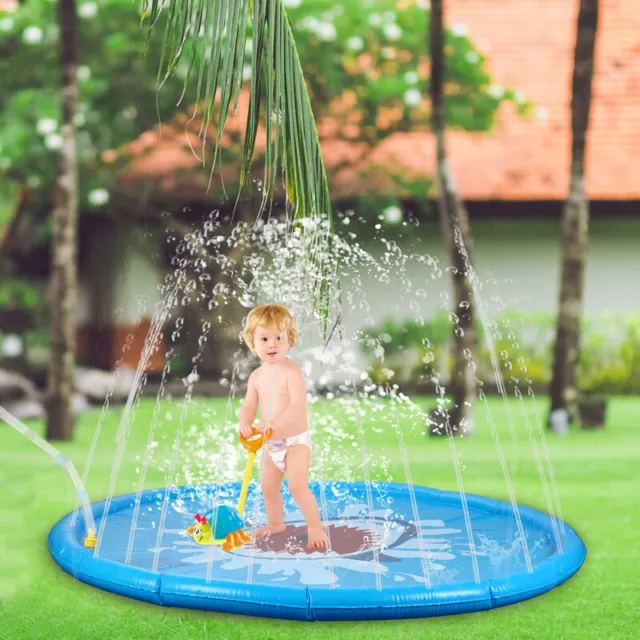 67'' PVC Sprinkle Splash Play Mat Kid's Garden Outdoor Water Toys Play Pad Baby